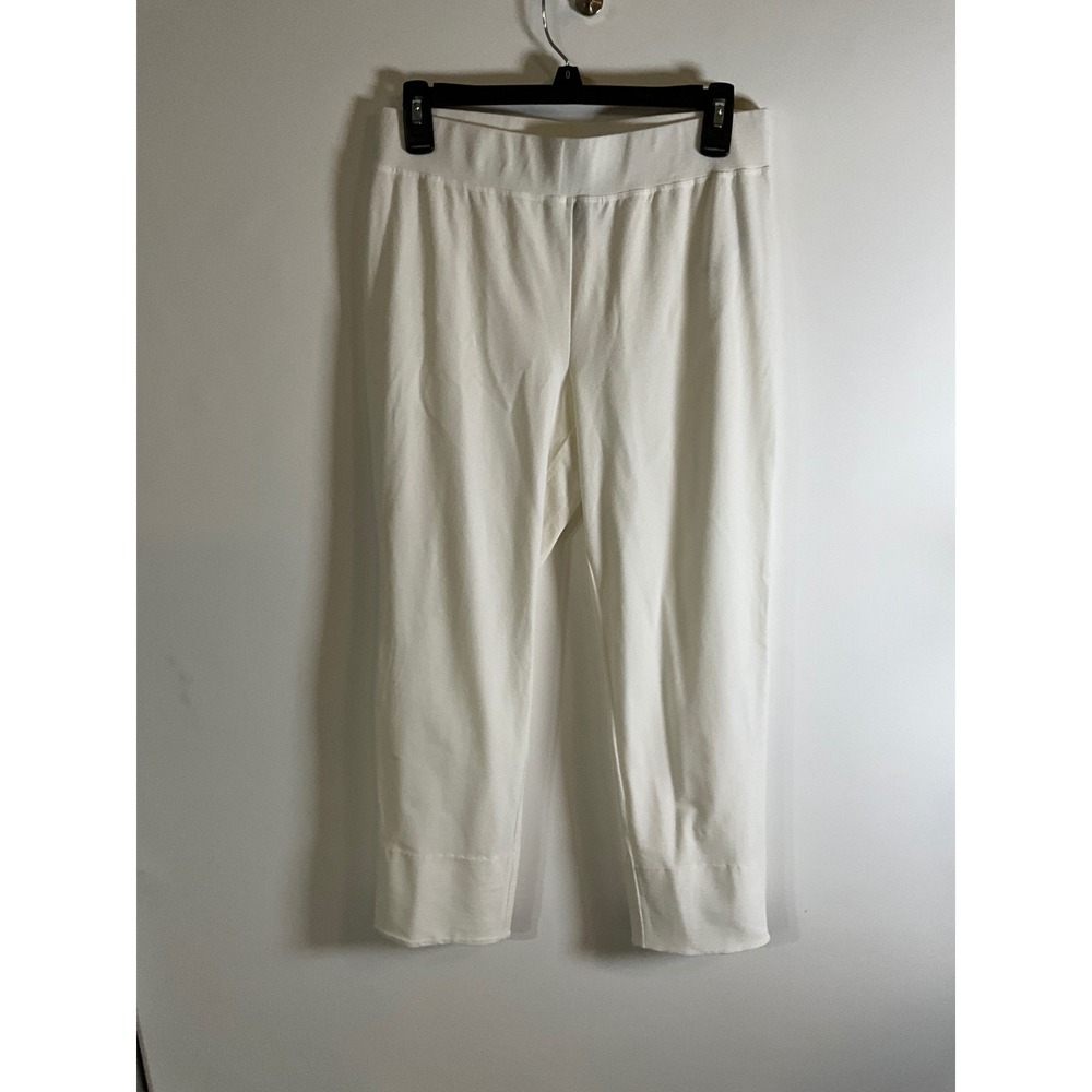 Eileen Fisher Petite Bone White Stretch Jersey Crop Pants PS Petite Small